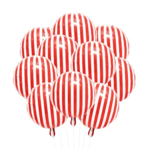 Ballons rayées rouge et blanc Cirque (lot de 10) 1