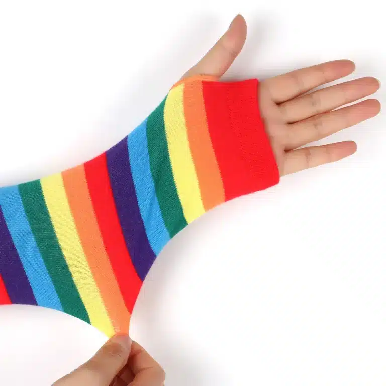 Mitaines longues multicolores à rayures 3