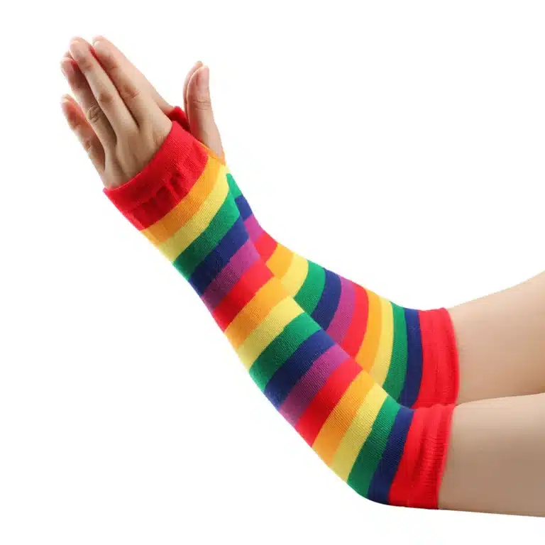 Mitaines longues multicolores à rayures 4