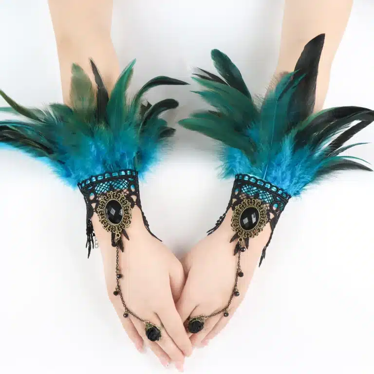 Manchettes en plumes carnaval 3