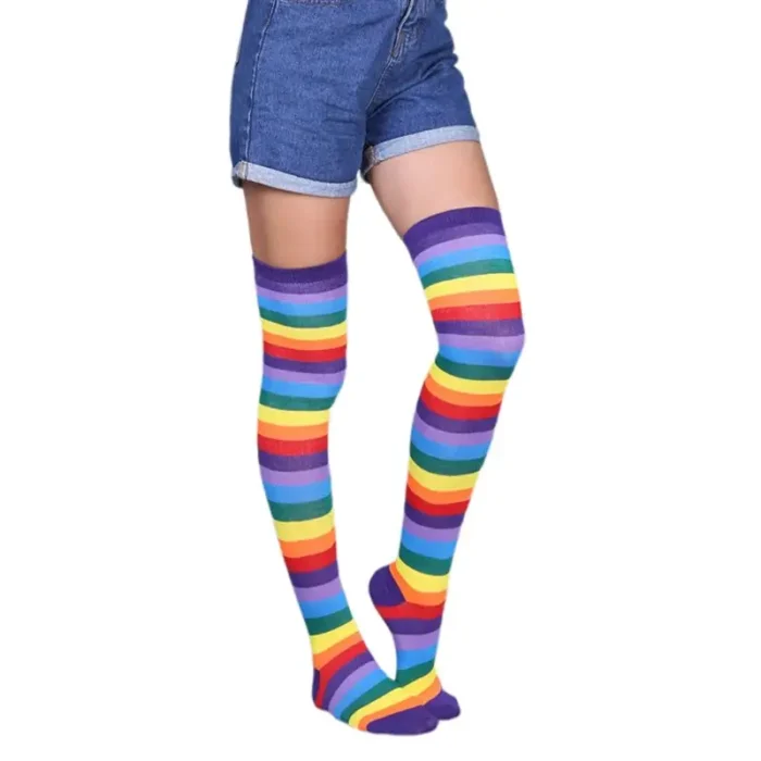Chaussettes longues multicolores à rayures 3