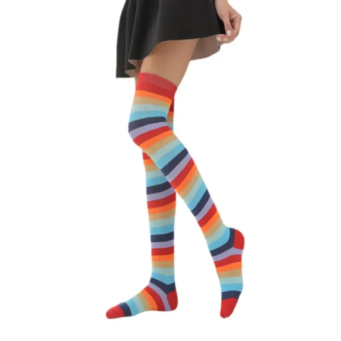 Chaussettes longues multicolores à rayures 4
