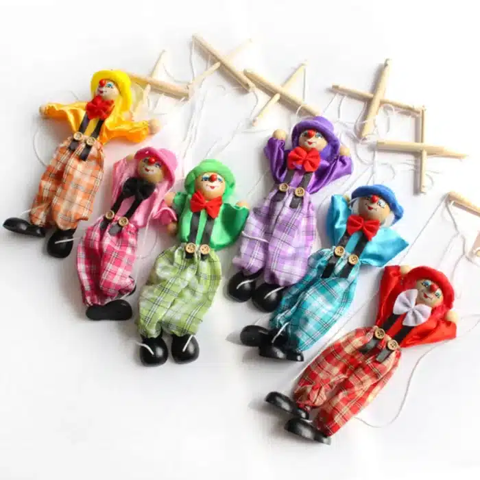 Marionnette clown en bois 2