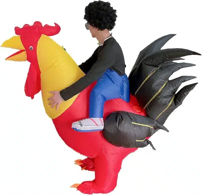 Costume de coq gonflable, robe de paupières gonflable, olympiques d'Halloween, costume de cavalier pour Noël, fête de Pâques 5
