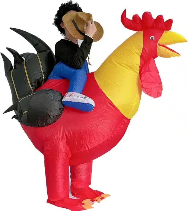 Costume de coq gonflable, robe de paupières gonflable, olympiques d'Halloween, costume de cavalier pour Noël, fête de Pâques 2