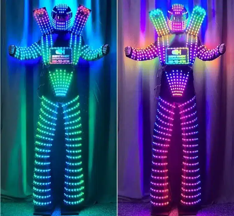 Costume de robot sur échasses LED 3
