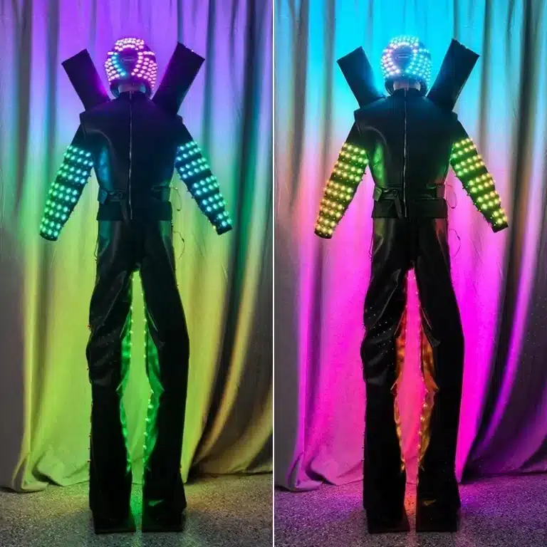 Costume de robot sur échasses LED 5