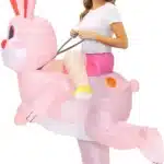 Costume gonflable lapin rose 3