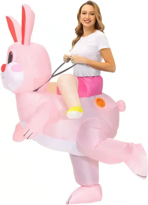 Costume gonflable lapin rose 3