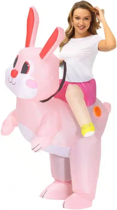 Costume gonflable lapin rose 5