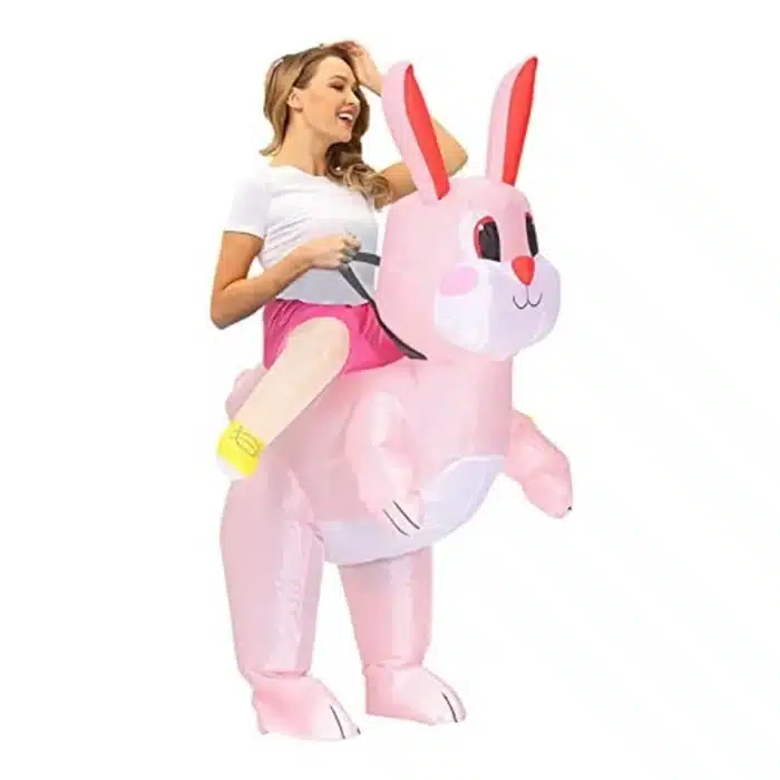 Costume gonflable lapin rose 7