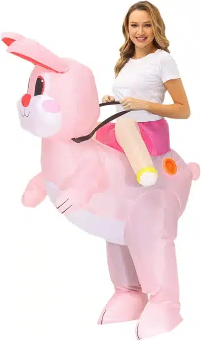 Costume gonflable lapin rose 6