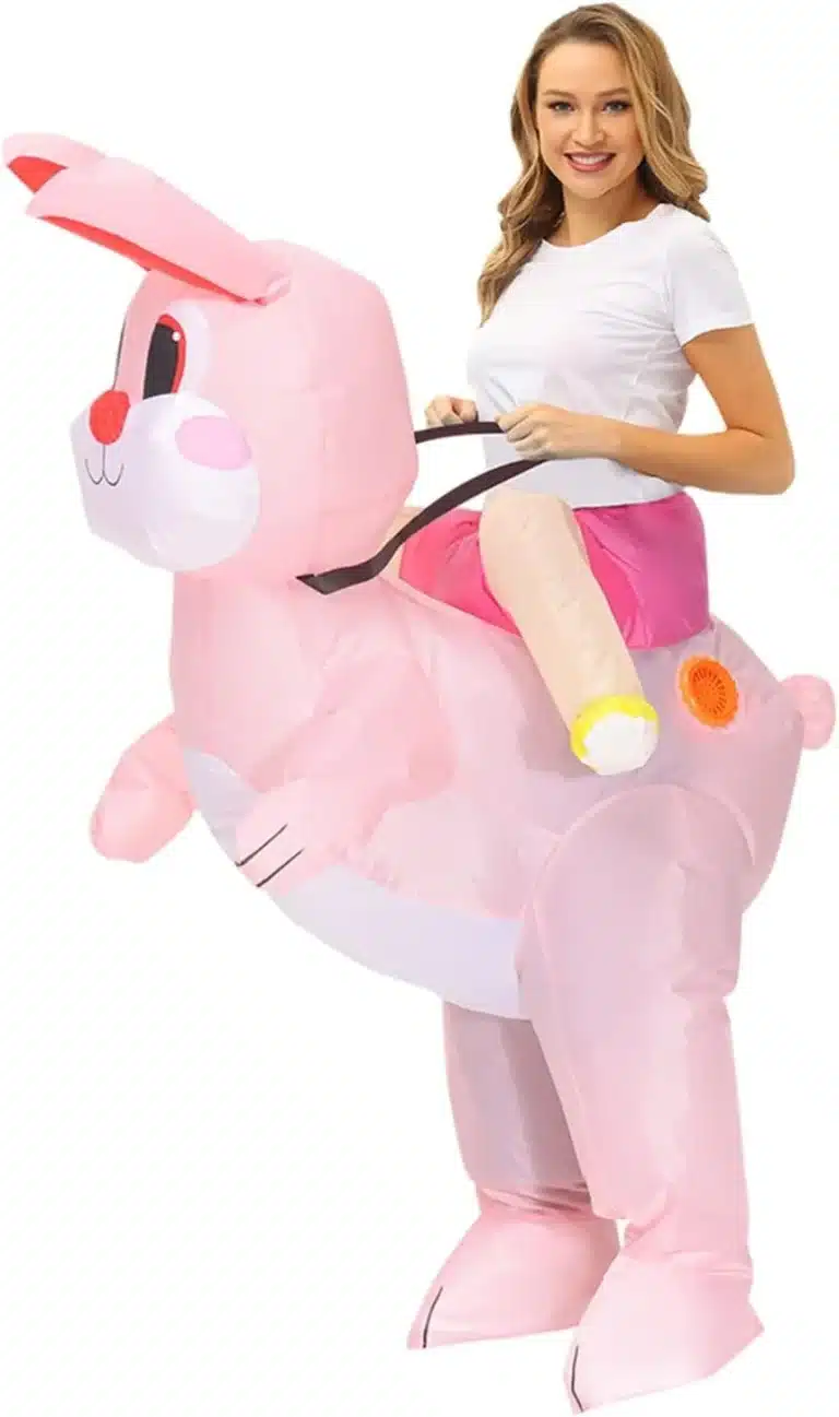 Costume gonflable lapin rose 6