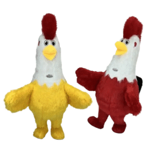 Mascotte en peluche coq