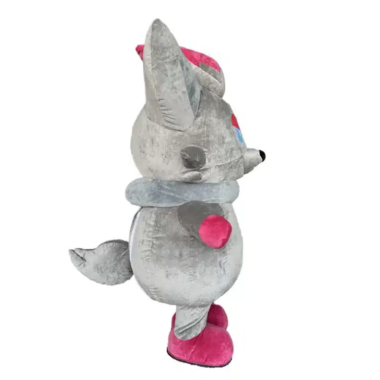 Mascotte gonflable renard gris 5
