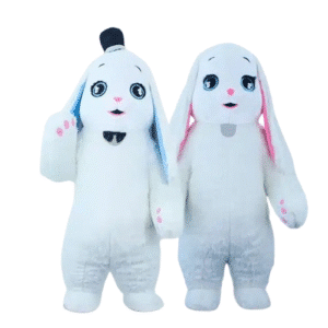 Mascotte gonflable lapin oreilles tombantes