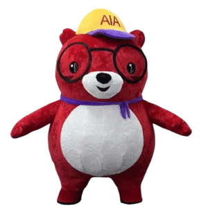 Mascotte gonflable ours rouge