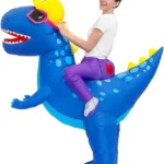 Costume gonflable dinosaure bleu 3