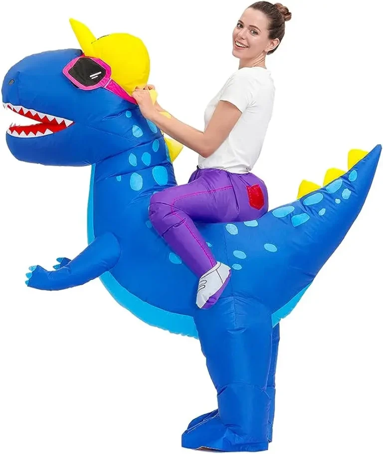 Costume gonflable dinosaure bleu 3