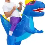 Costume gonflable dinosaure bleu 2