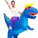 Costume gonflable dinosaure bleu 1