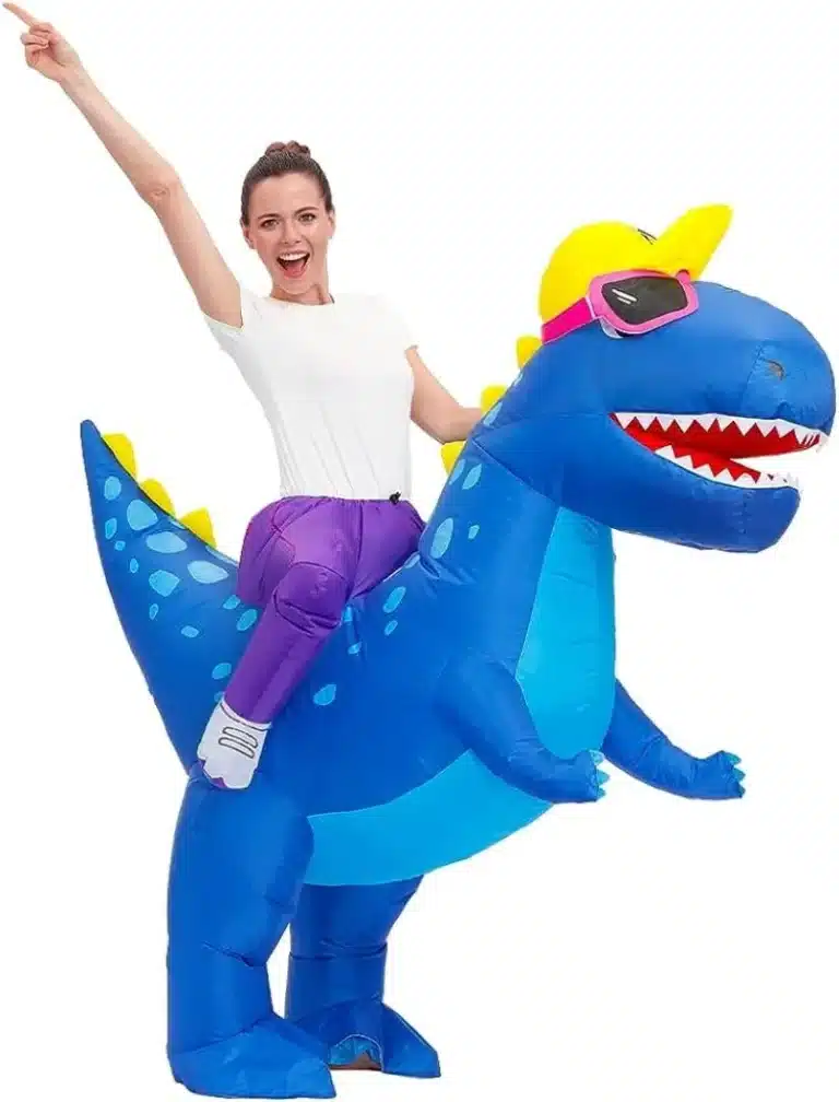 Costume gonflable dinosaure bleu 1