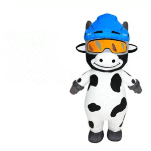 Mascotte gonflable vache ski