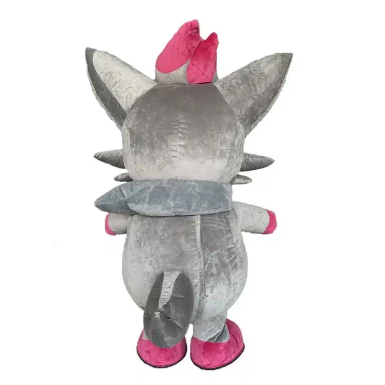 Mascotte gonflable renard gris 6