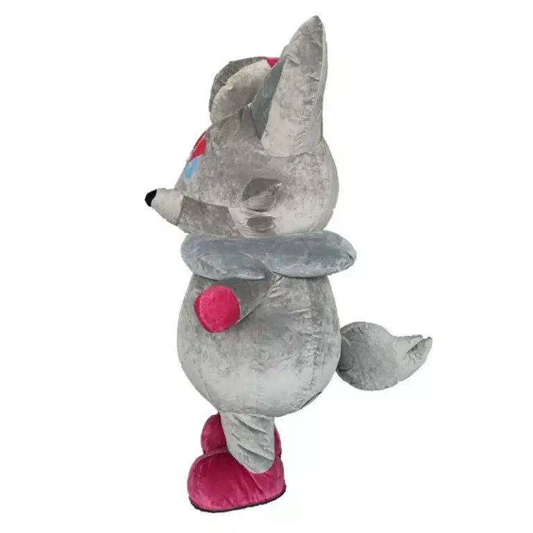 Mascotte gonflable renard gris 4