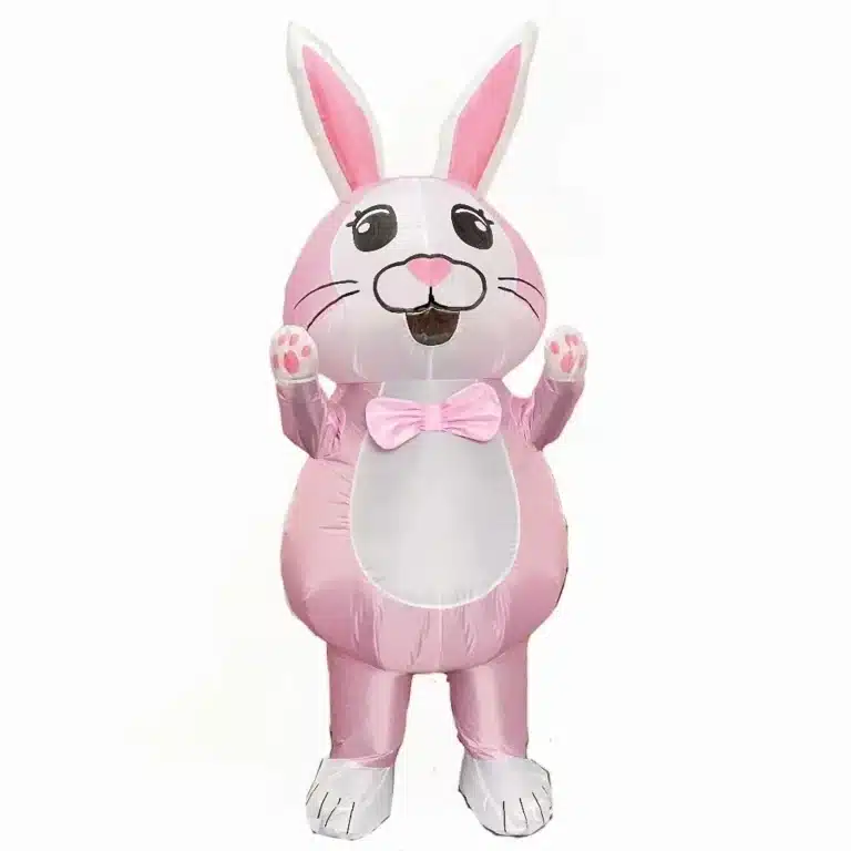 Mascotte gonflable lapin rose 2