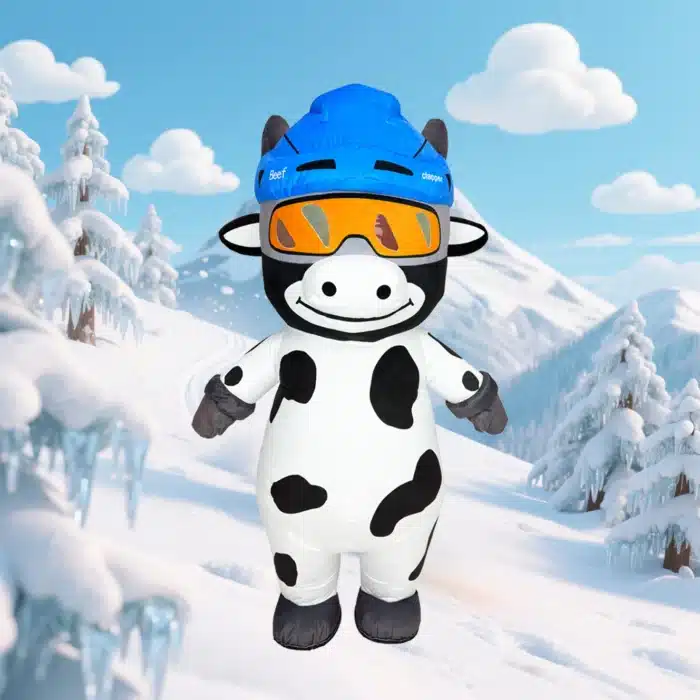 Mascotte gonflable vache ski 3