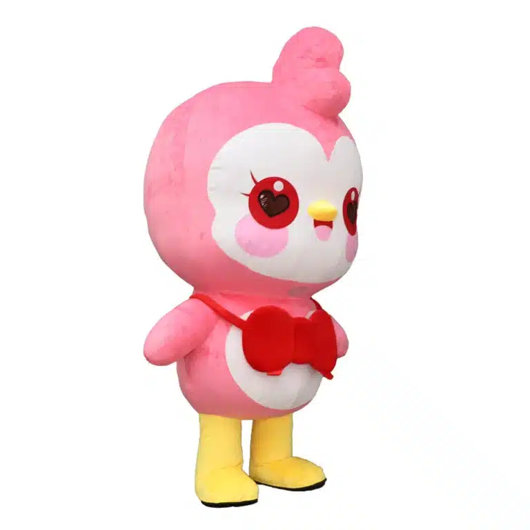 Mascotte gonflable poussin rose 6