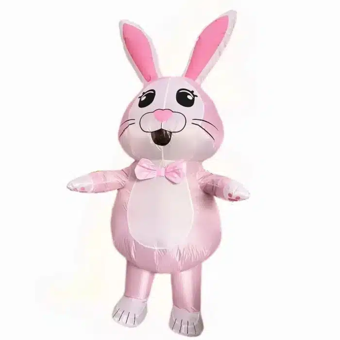 Mascotte gonflable lapin rose 3