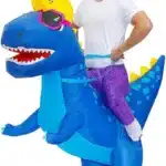 Costume gonflable dinosaure bleu 4