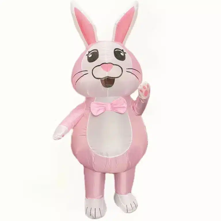 Mascotte gonflable lapin rose 1