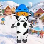 Mascotte gonflable vache ski 2