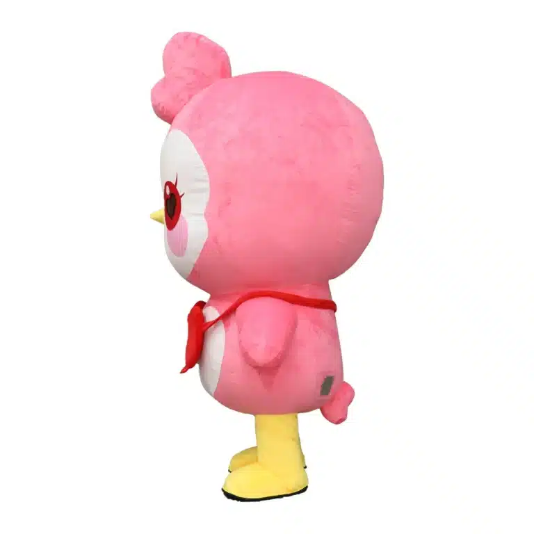 Mascotte gonflable poussin rose 4