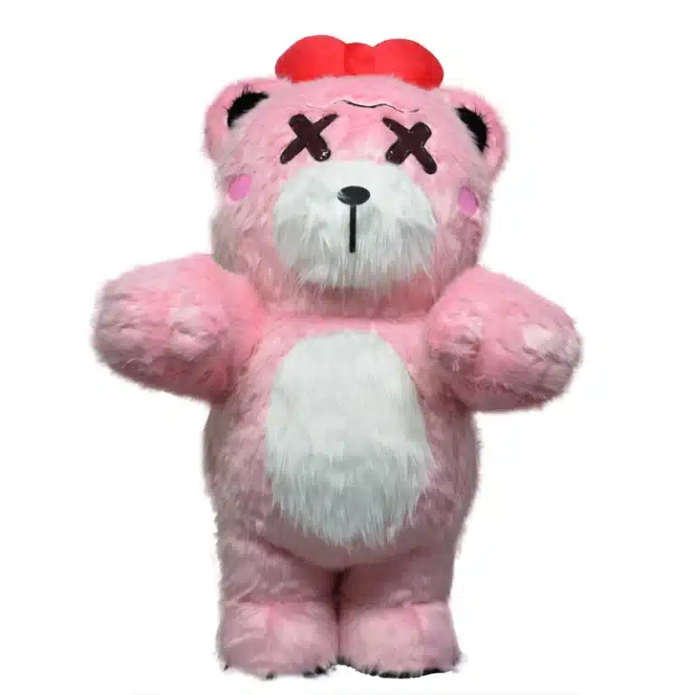Mascotte gonflable ours rose 9