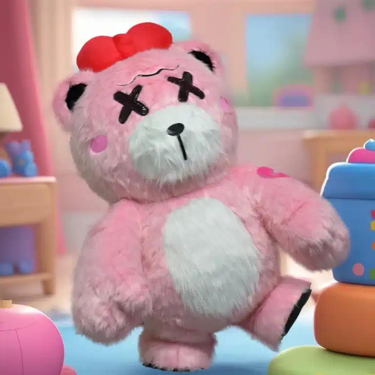 Mascotte gonflable ours rose 3