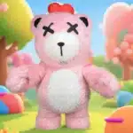 Mascotte gonflable ours rose 2