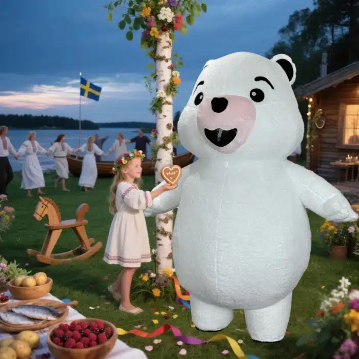 Costume gonflable ours blanc 2