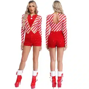 Combinaison rayée Noël femme 1