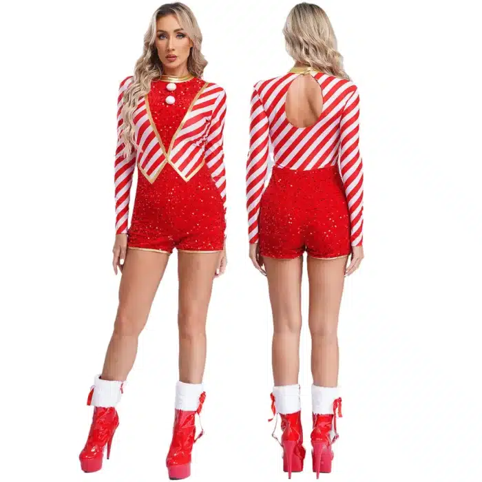 Combinaison rayée Noël femme 1