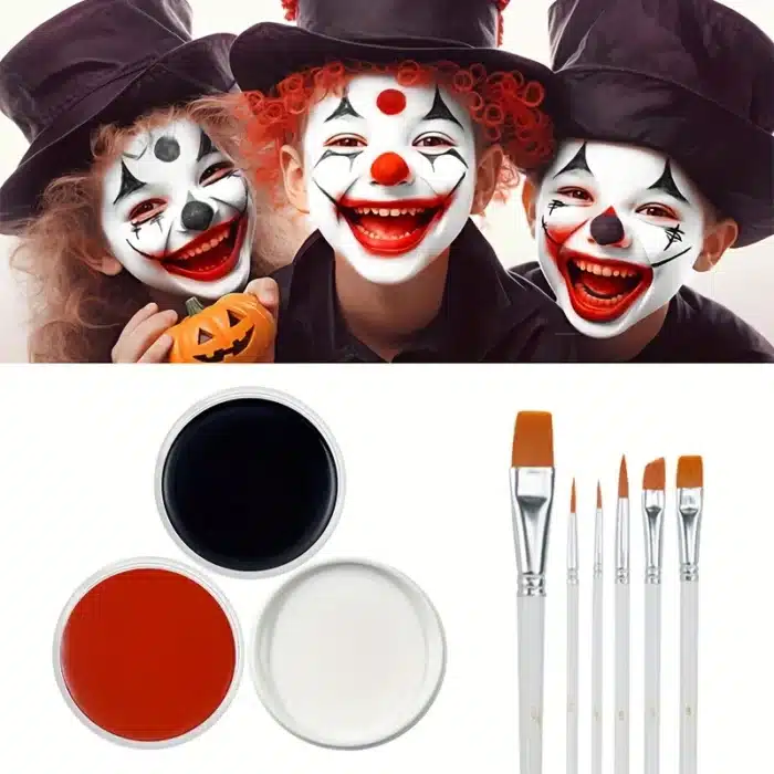 Kit peinture noir, blanc, rouge + 6 pinceaux 1