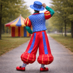Clown coloré dans le parc