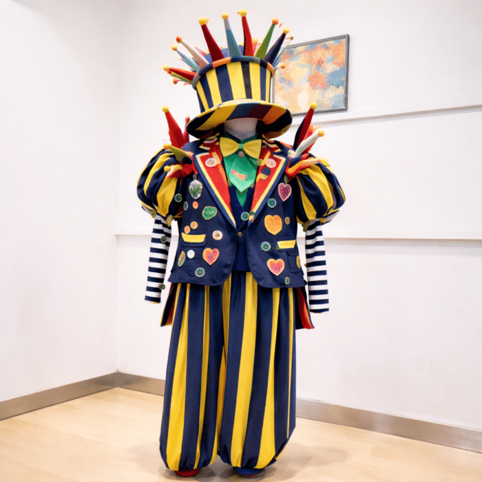 Costume de clown coloré et extravagant