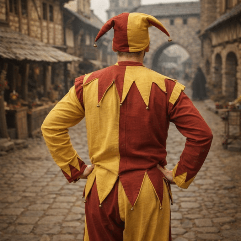 Le bouffon dans la rue pavée