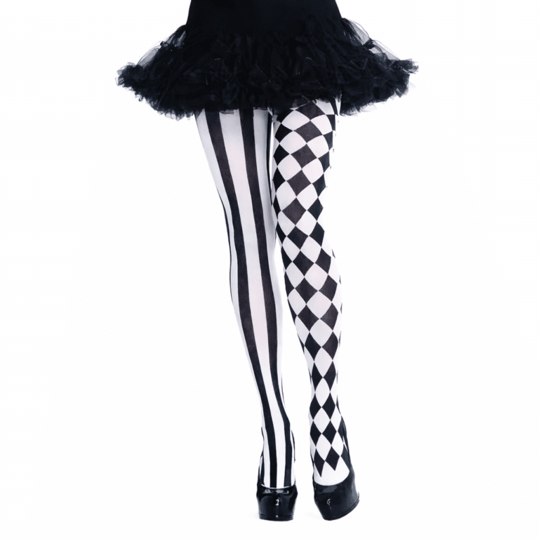 Jambes en collants asymétriques noirs et blancs