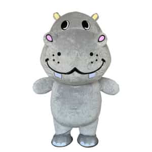 Costume gonflable hippopotame gris