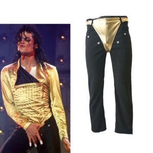 Pantalon Michael Jackson noir et doré Dangerous Tour
